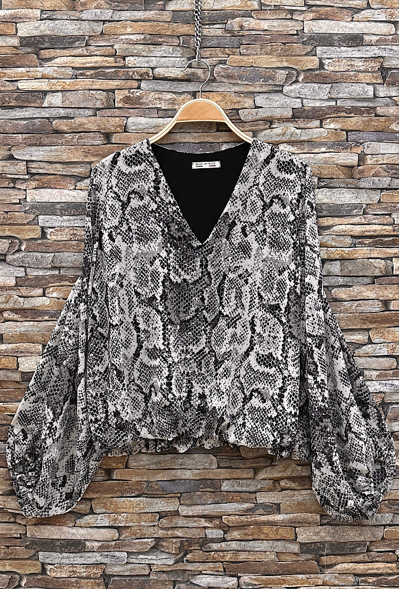 Grossista Elle Style - Blusa ANIELLA, romantica, chic, maniche fluide di tendenza, fodera in viscosa