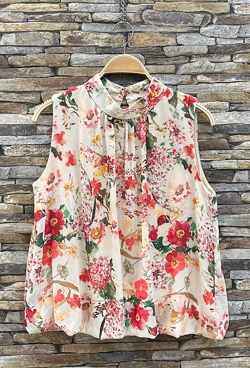 Grossista Elle Style - Blusa ANIELLY stampata, fluida, romantica, chic, di tendenza, fodera in viscosa