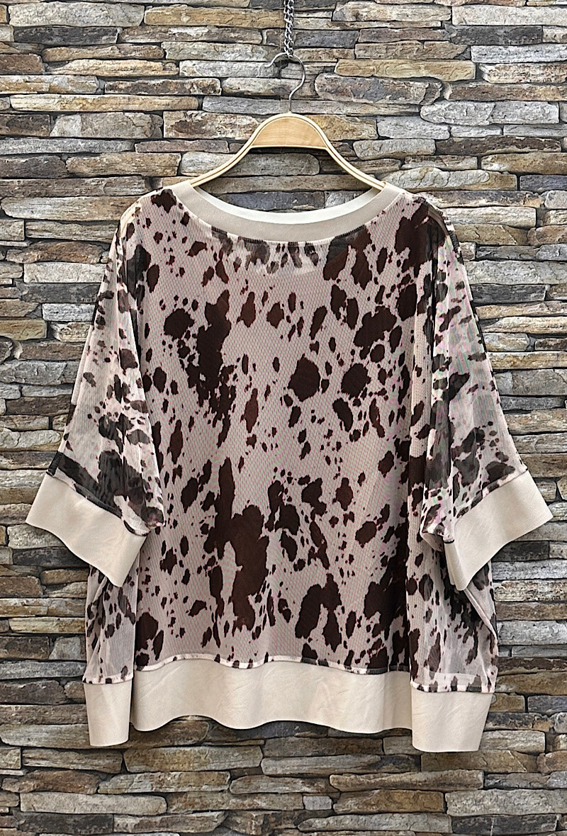 Grossiste Elle Style - Haut KENDAL Deux pièces , Motif imprimé avec détail simili cuir