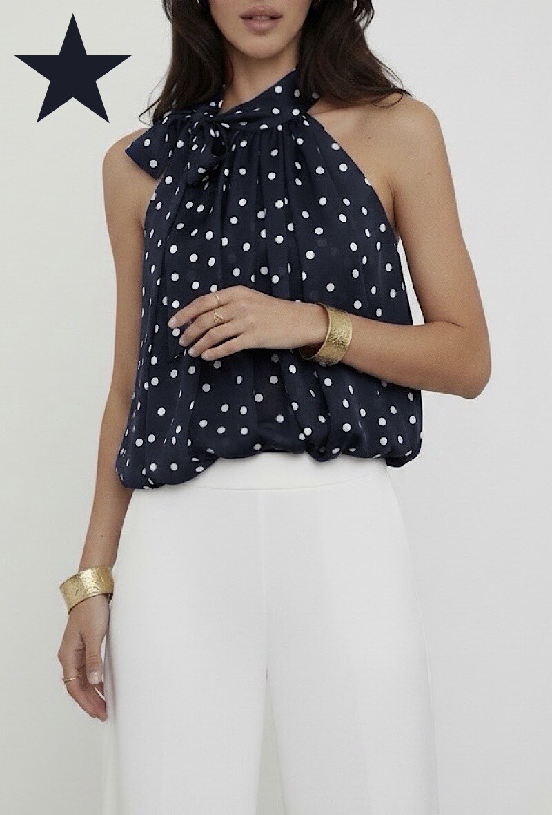 Mayorista Elle Style - Blusa ANAIS con cuello lavallière estampado, fluida y romántica, chic y a la moda con forro de viscosa