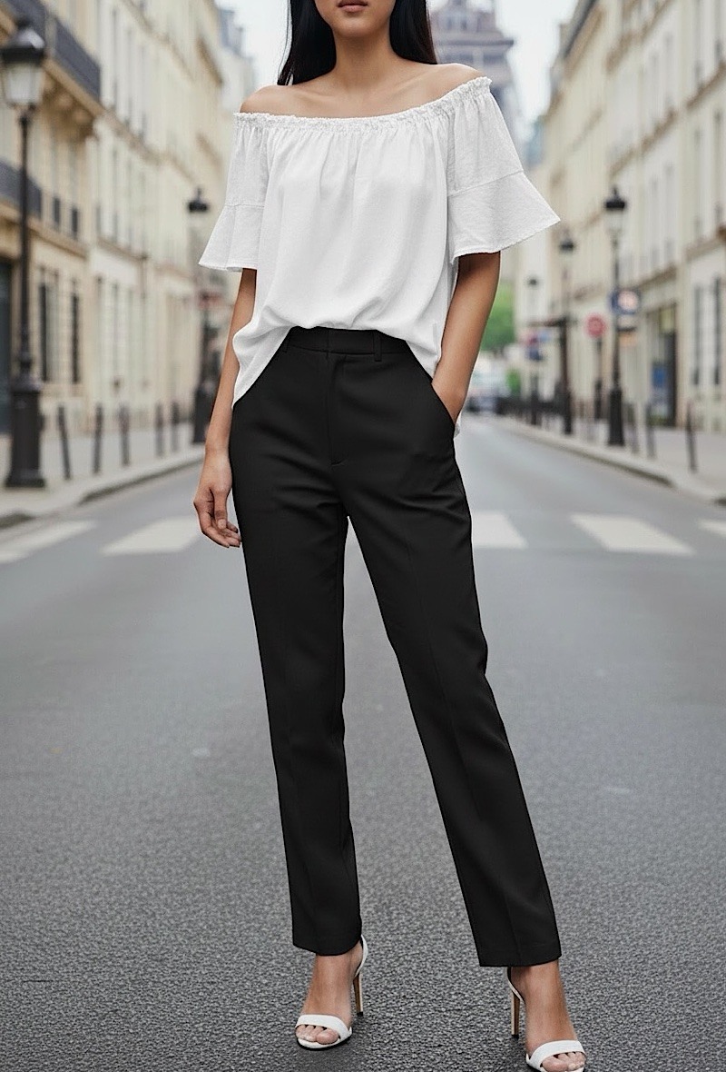 Großhändler Elle Style - SOYI Bluse, sehr fließend aus Viskose mit LYOCELL-MATERIAL, schick und modisch. BARDOT-AUSSCHNITT.