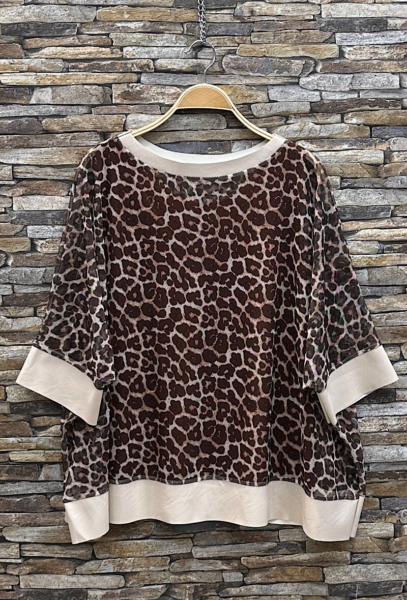 Grossiste Elle Style - Haut KENDAL Deux pièces , Motif imprimé avec détail simili cuir