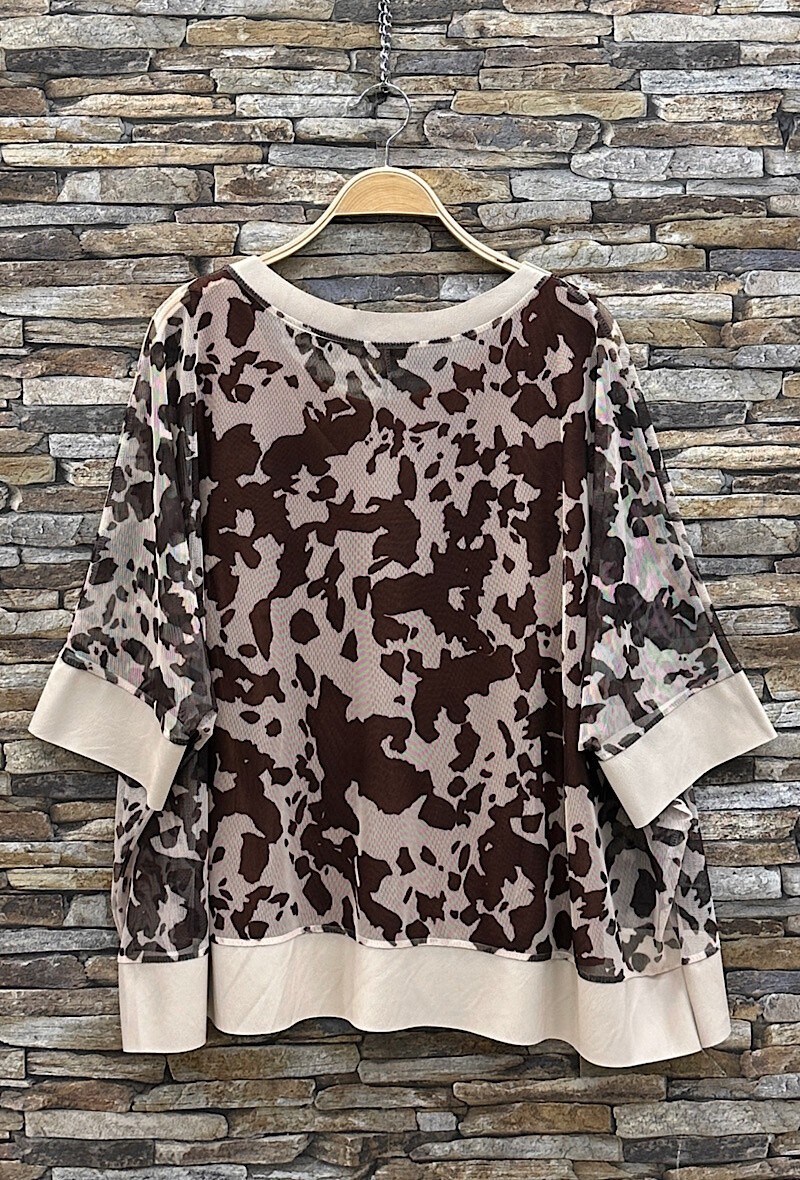 Wholesaler Elle Style - KENDAL Two-piece top, printed pattern with imitation leather detail.