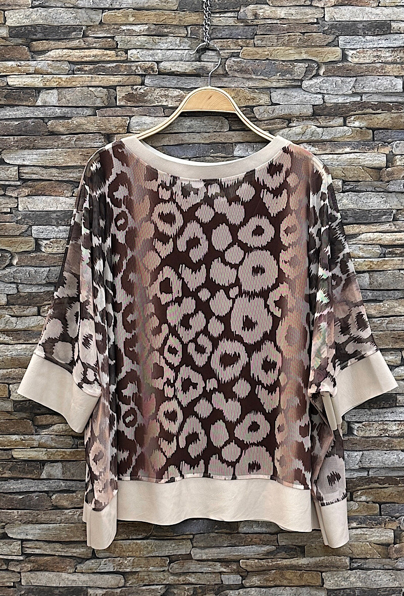 Wholesaler Elle Style - KENDAL Two-piece top, printed pattern with imitation leather detail.