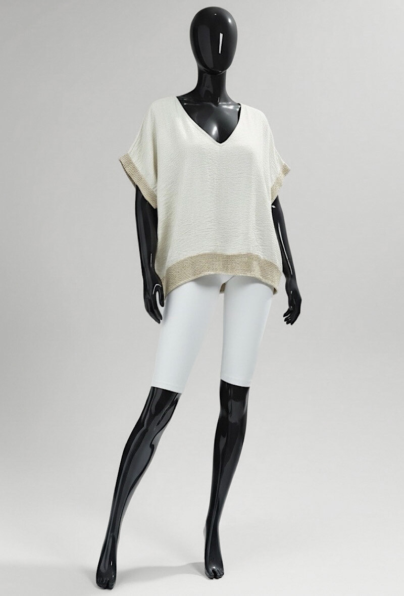 Grossiste Elle Style - Blouse LUCIE en viscose avec détails bohème crochet. Chic et tendance.