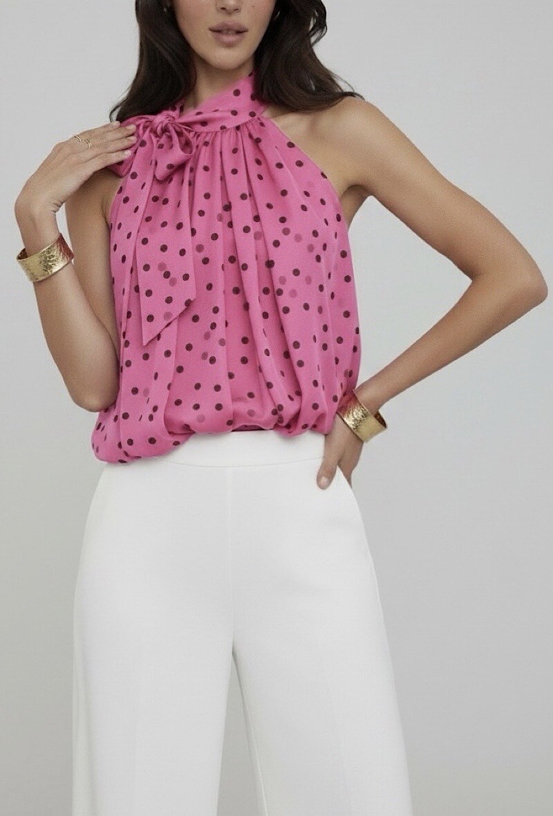 Mayorista Elle Style - Blusa ANAIS con cuello lavallière estampado, fluida y romántica, chic y a la moda con forro de viscosa