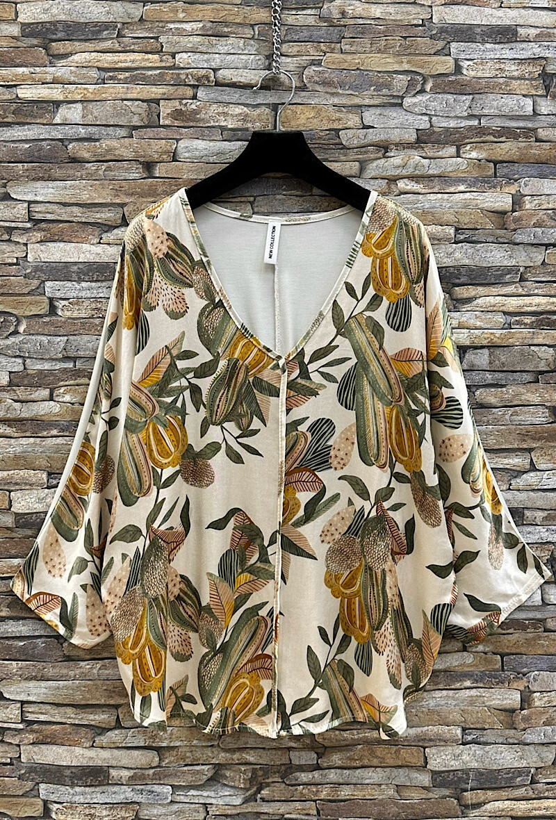 Grossiste Elle Style - Blouse POLENE imprimé en viscose satinée effet soie, fluide et romantique