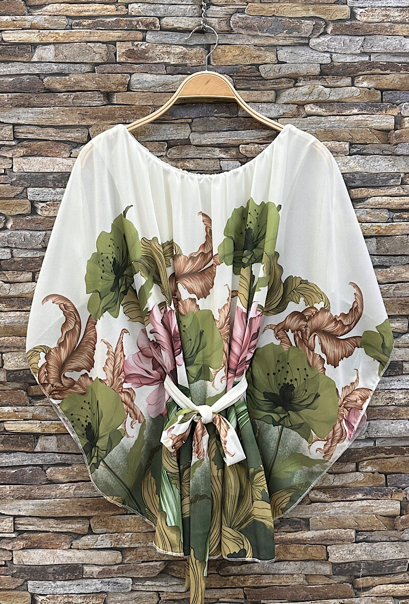 Grossista Elle Style - MARIE'S BLOSSE, stampato pieghettata con fodera viscosa