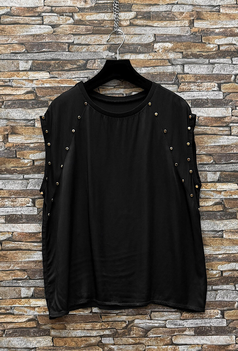 Mayorista Elle Style - Blusa MEILLY, fluida y romántica en viscosa satinada y tachonada.