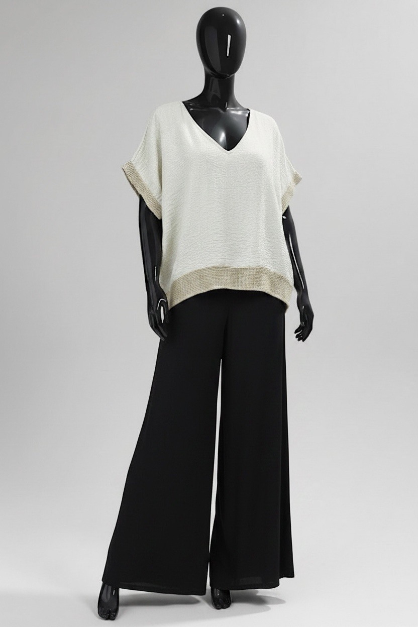 Grossiste Elle Style - Blouse LUCIE en viscose avec détails bohème crochet. Chic et tendance.
