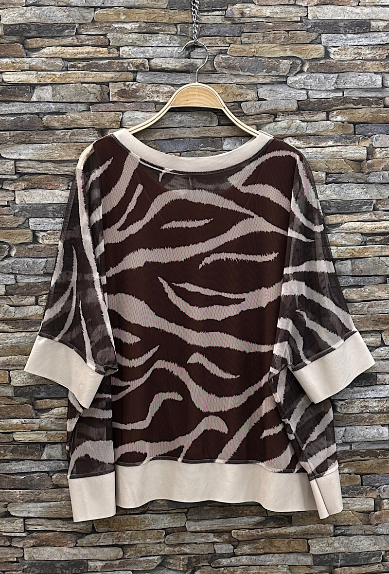 Grossiste Elle Style - Haut KENDAL Deux pièces , Motif imprimé avec détail simili cuir