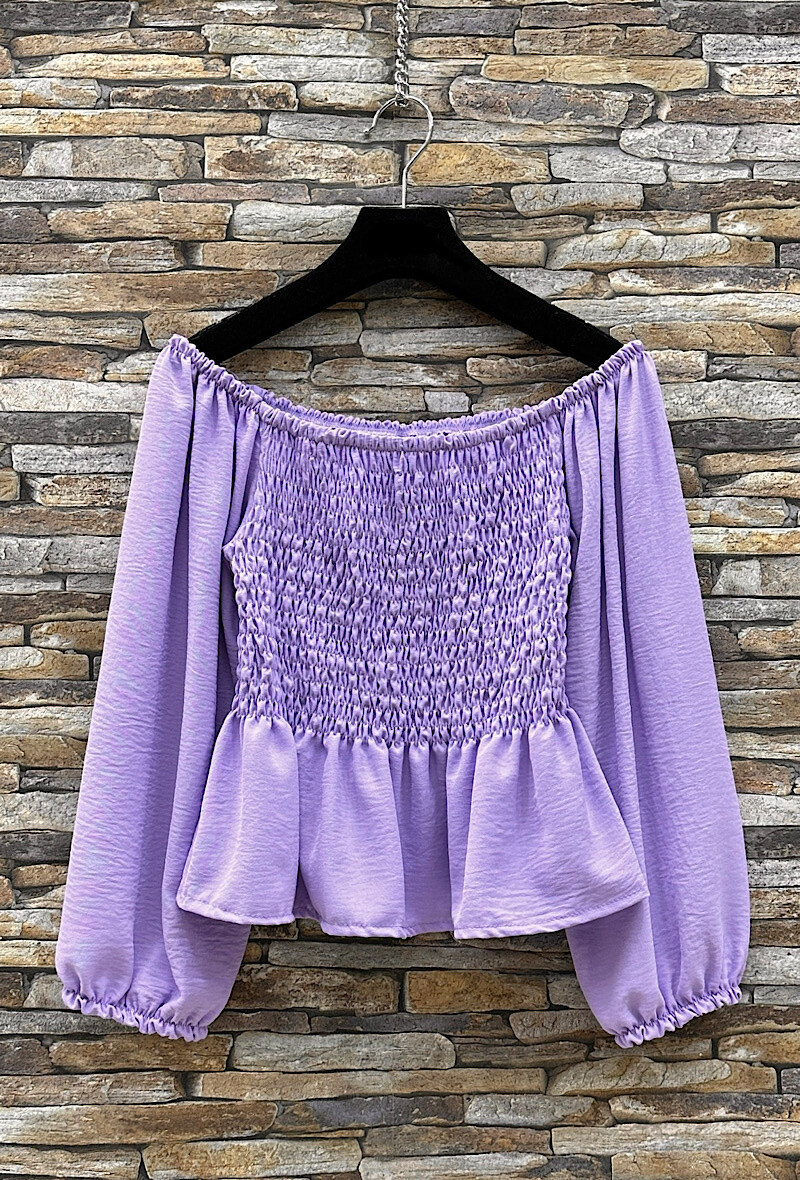 Grossiste Elle Style - Blouse SMOKER smocké col bardot. fluide et chic