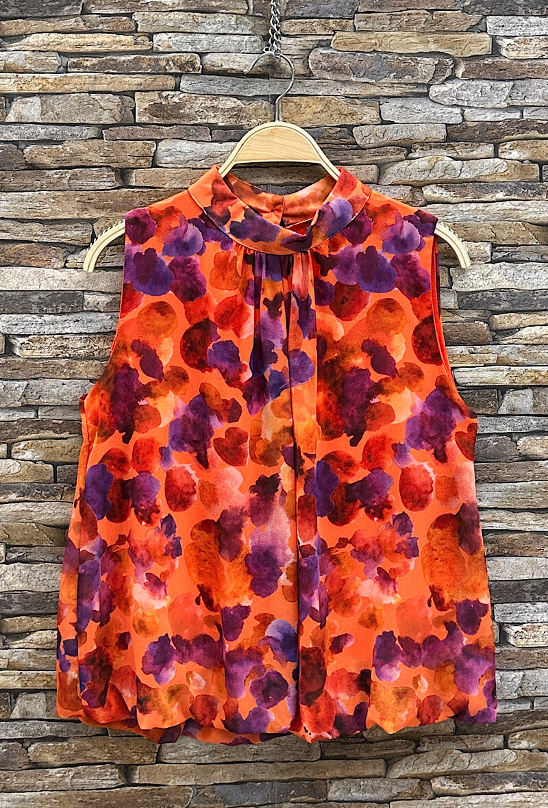 Grossista Elle Style - Blusa ANIELLY stampata, fluida, romantica, chic, di tendenza, fodera in viscosa