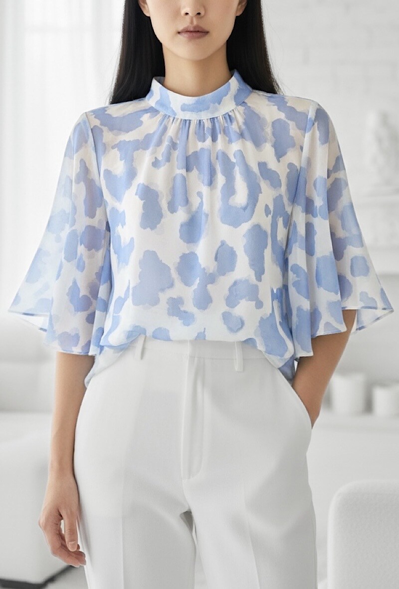 Mayorista Elle Style - Blusa AGNES estampada con mangas fluidas románticas, chic y a la moda con forro de viscosa