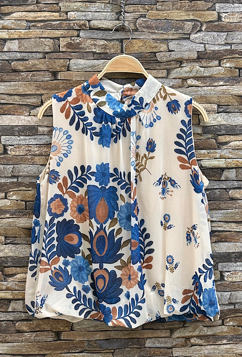 Grossista Elle Style - Blusa ANIELLY stampata, fluida, romantica, chic, di tendenza, fodera in viscosa