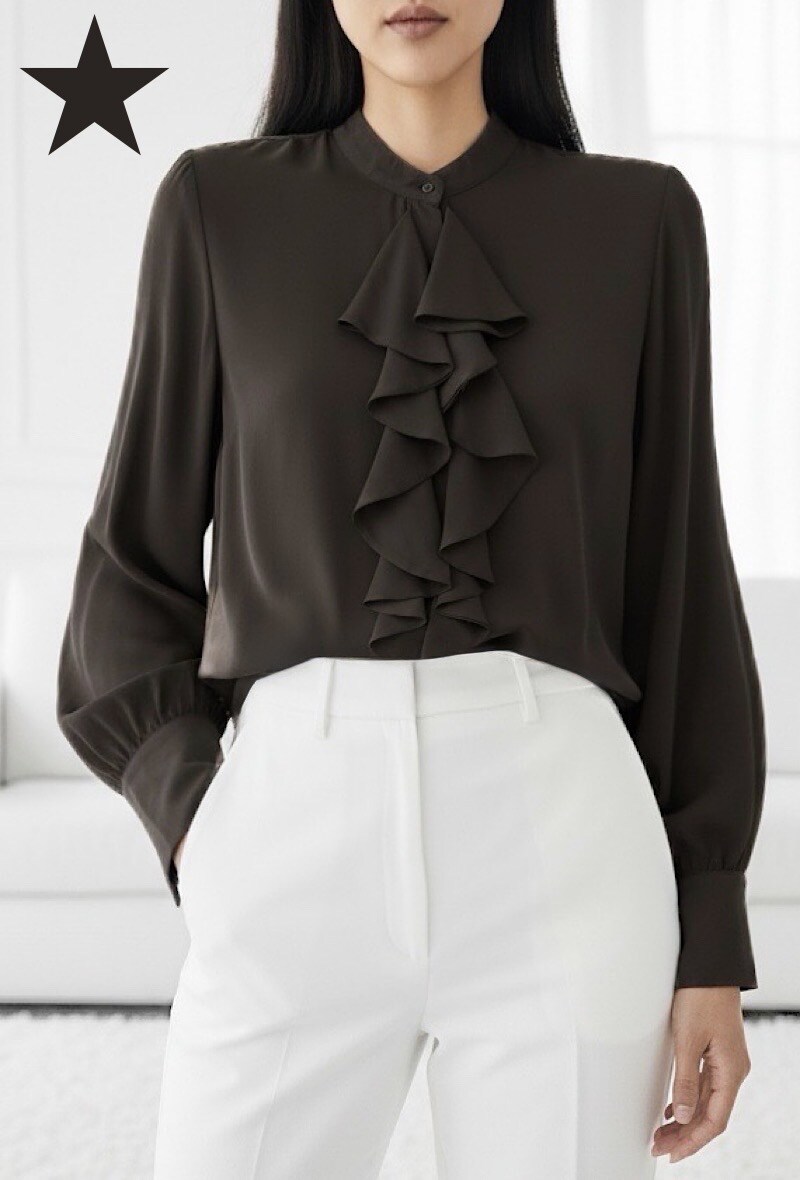 Grossista Elle Style - Blusa FANELLE in Voile Spesso Romantico Chic. Fluida e di Tendenza