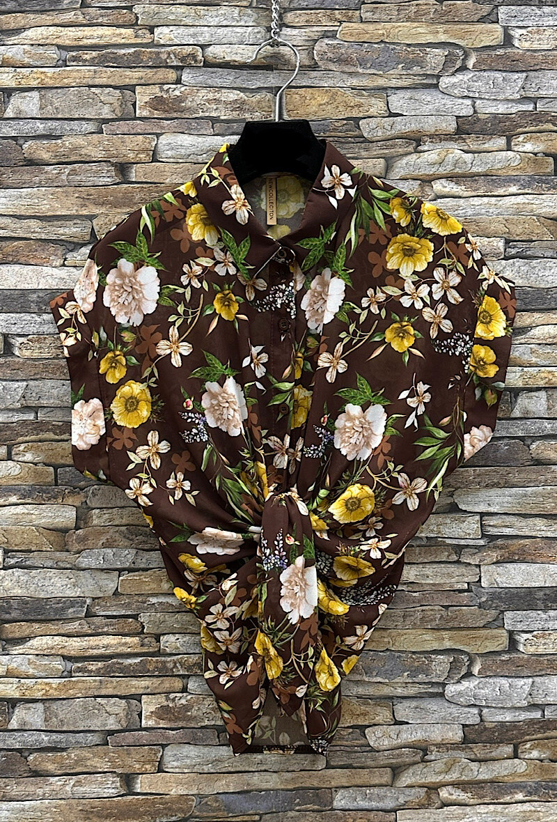 Wholesaler Elle Style - ERIKA printed, flowing blouse with button to tie or not