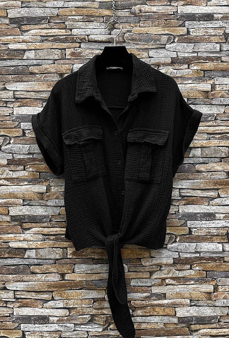 Wholesaler Elle Style - DENITSA shirt in cotton gauze with buttons and 2 front pockets