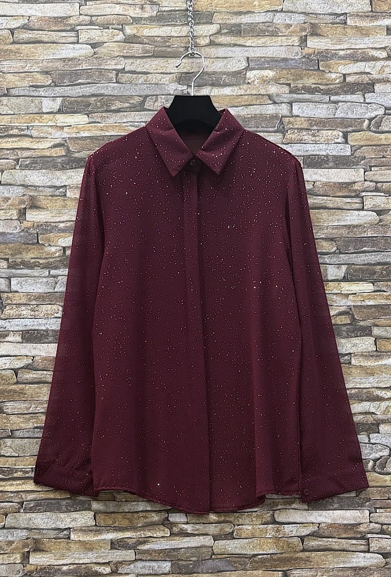 Grossista Elle Style - Camicia JESSICA brillante con paillettes. Chiusura nascosta.