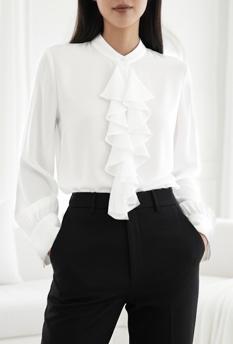 Grossista Elle Style - Blusa FANELLE in Voile Spesso Romantico Chic. Fluida e di Tendenza