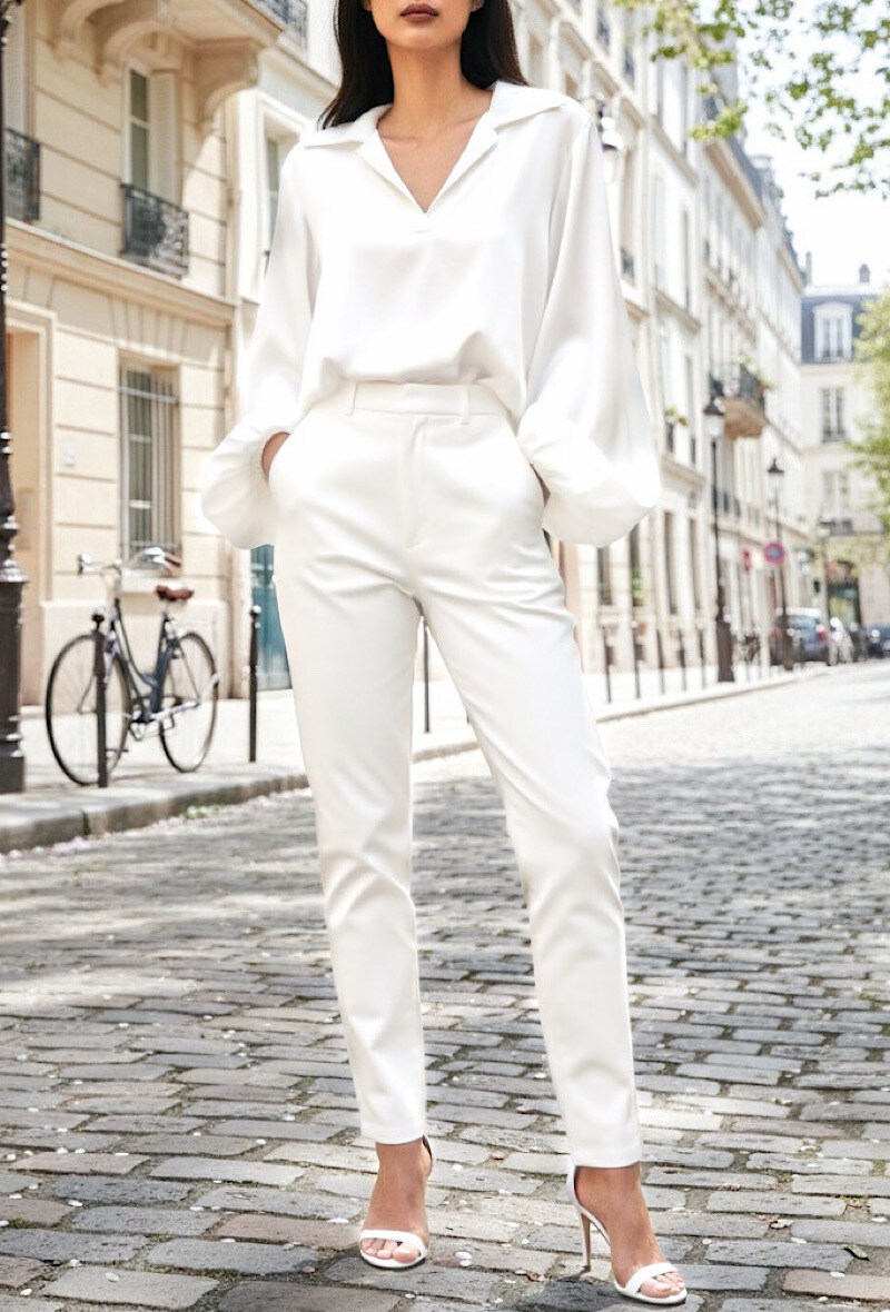 Grossista Elle Style - Blusa TARA, maniche fluide romantiche in raso con fodera in viscosa molto chic e di tendenza.