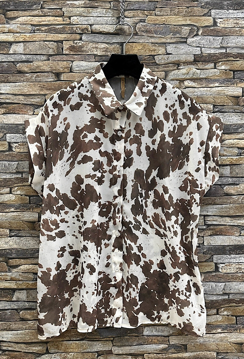 Wholesaler Elle Style - ERIKA printed, flowing blouse with button to tie or not