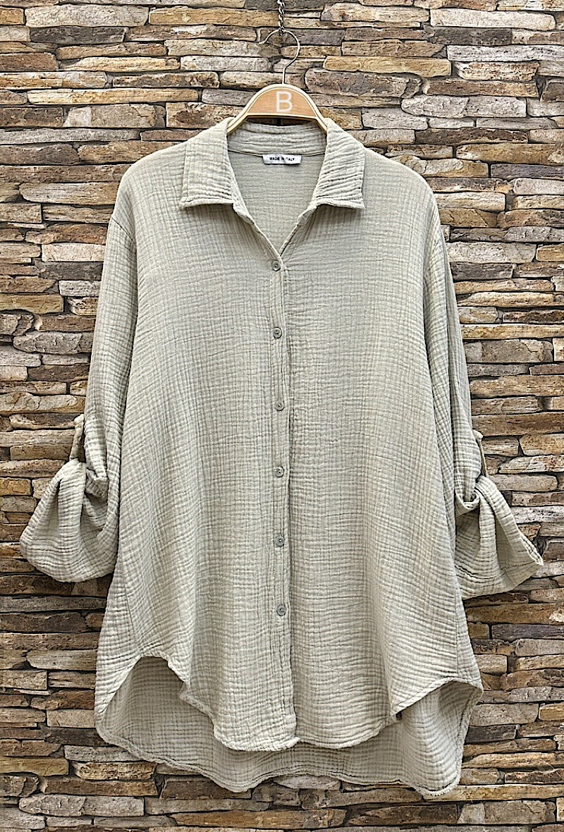 Wholesaler Elle Style - Long SOFIA shirt in cotton gauze with buttons