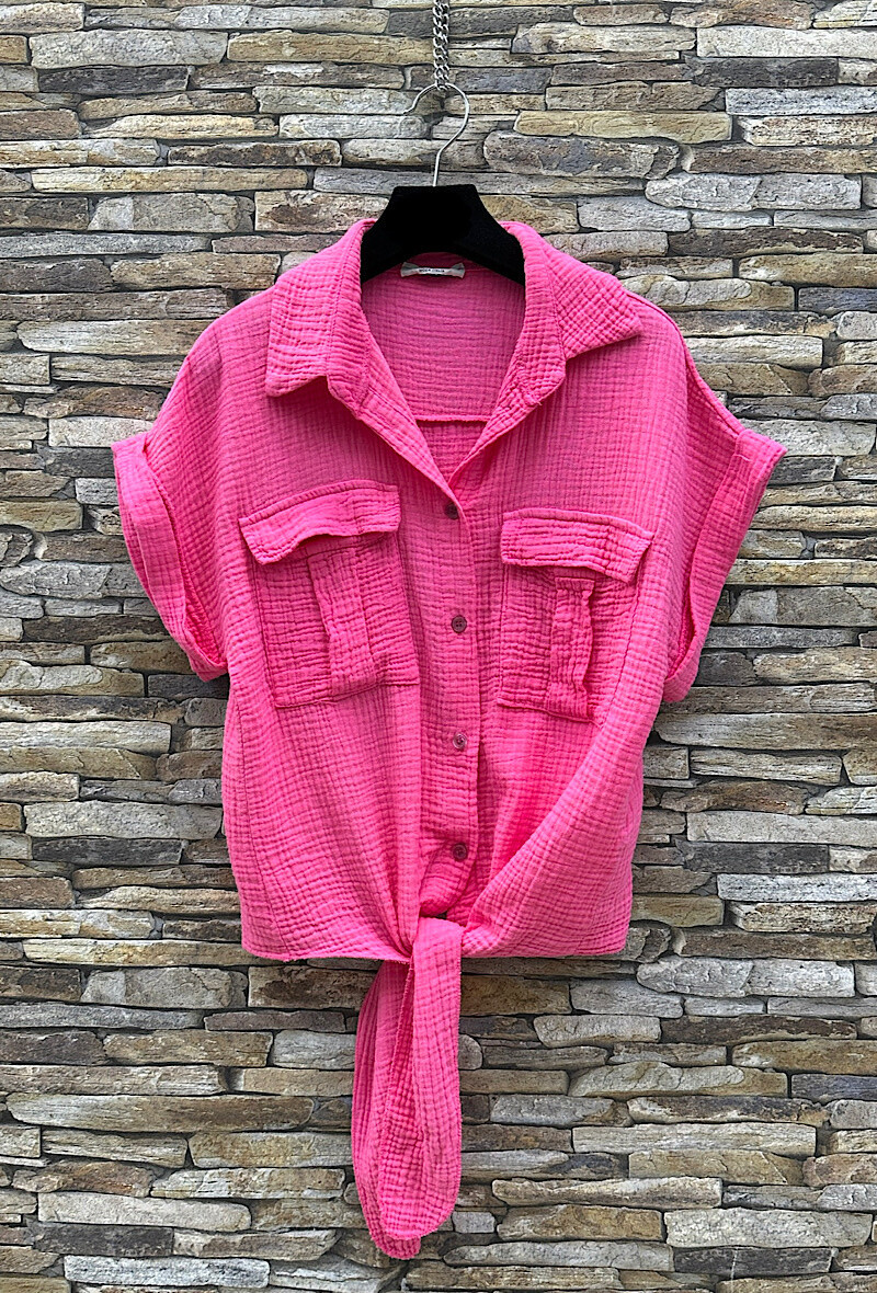 Wholesaler Elle Style - DENITSA shirt in cotton gauze with buttons and 2 front pockets