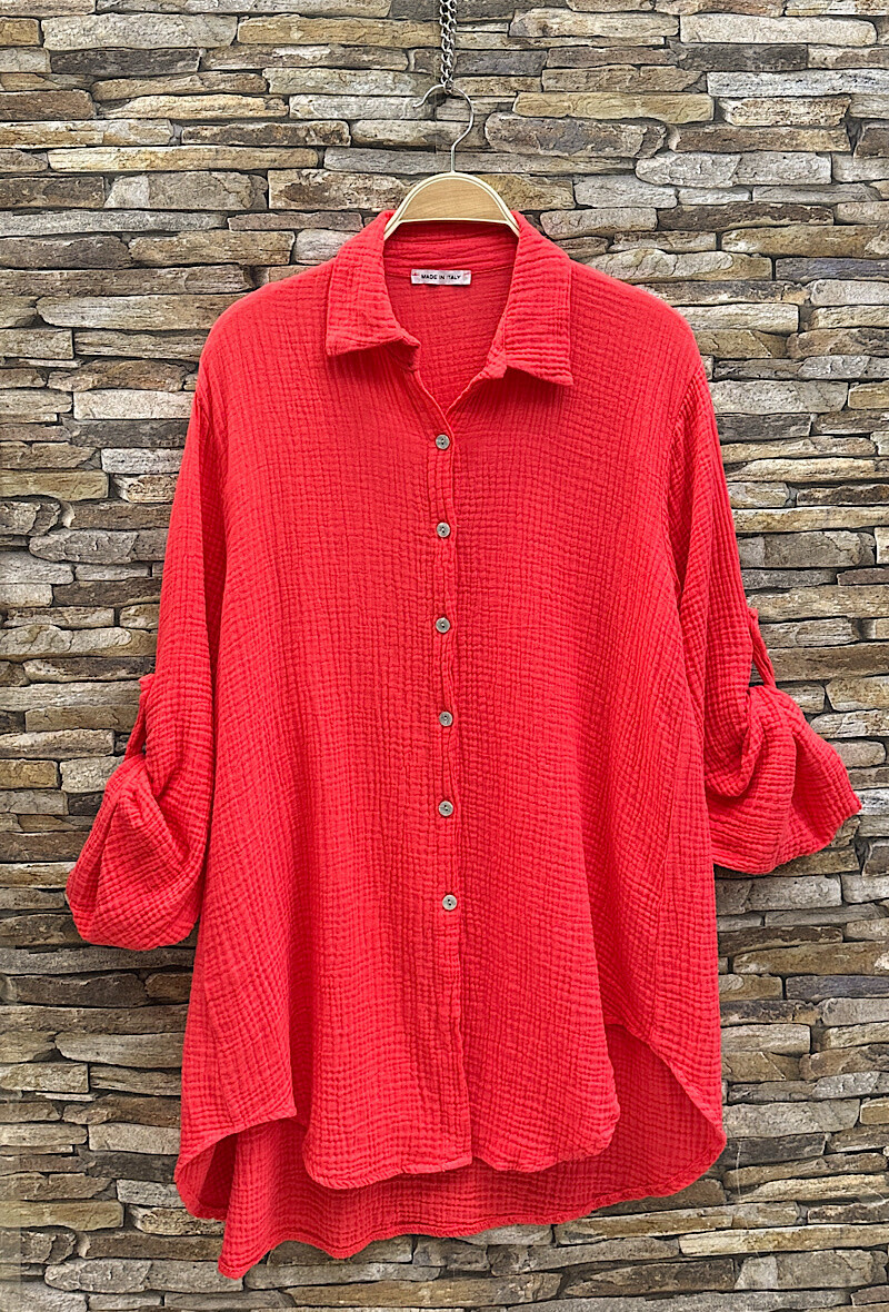 Wholesaler Elle Style - Long SOFIA shirt in cotton gauze with buttons