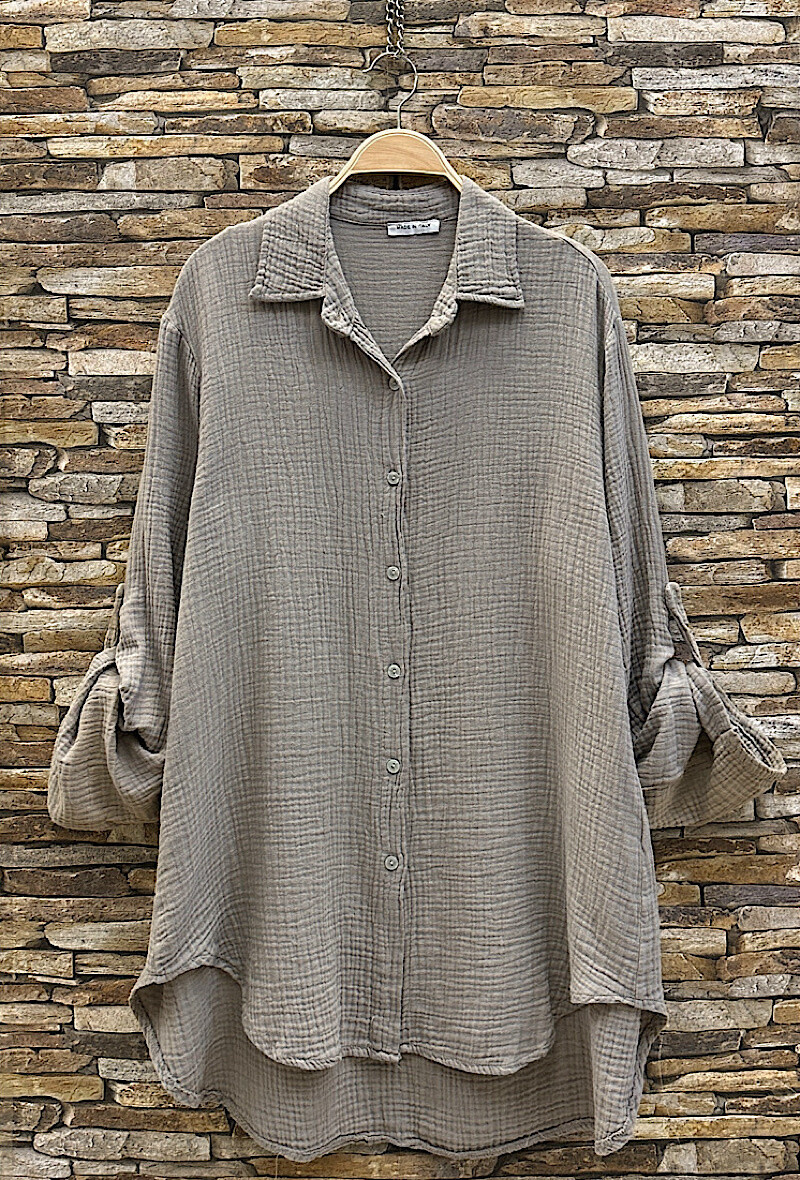 Wholesaler Elle Style - Long SOFIA shirt in cotton gauze with buttons