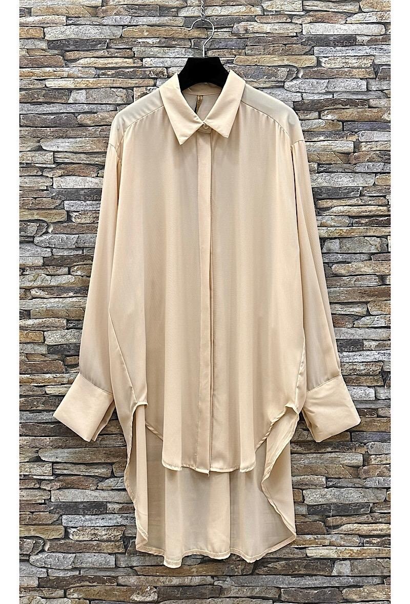 Grossista Elle Style - Blusa LILITH Lunga Chic. Motivo. Abbottonatura nascosta.