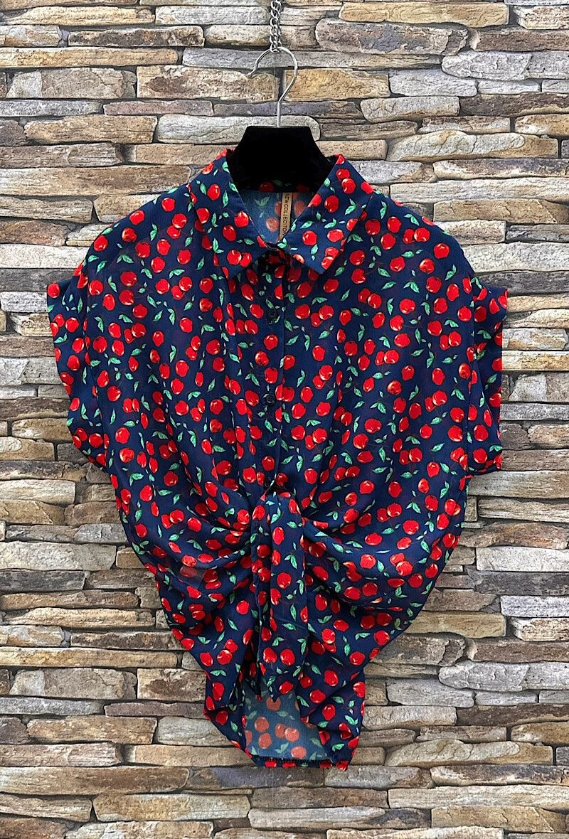 Wholesaler Elle Style - ERIKA printed, flowing blouse with button to tie or not