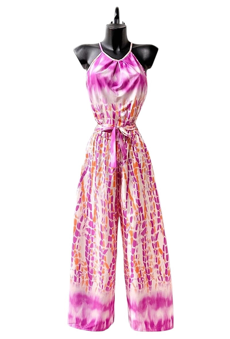 Grossista Elle Style - Tuta DAYSIE stampata, pantaloni larghi fluidi, romantica, chic e alla moda