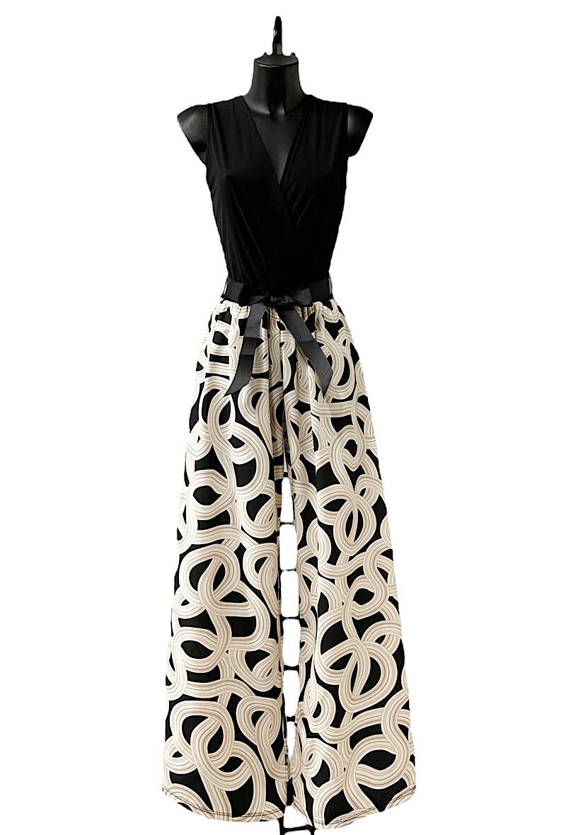 Grossiste Elle Style - Combinaison LIMEI imprimé, pantalon large fluide et chic.