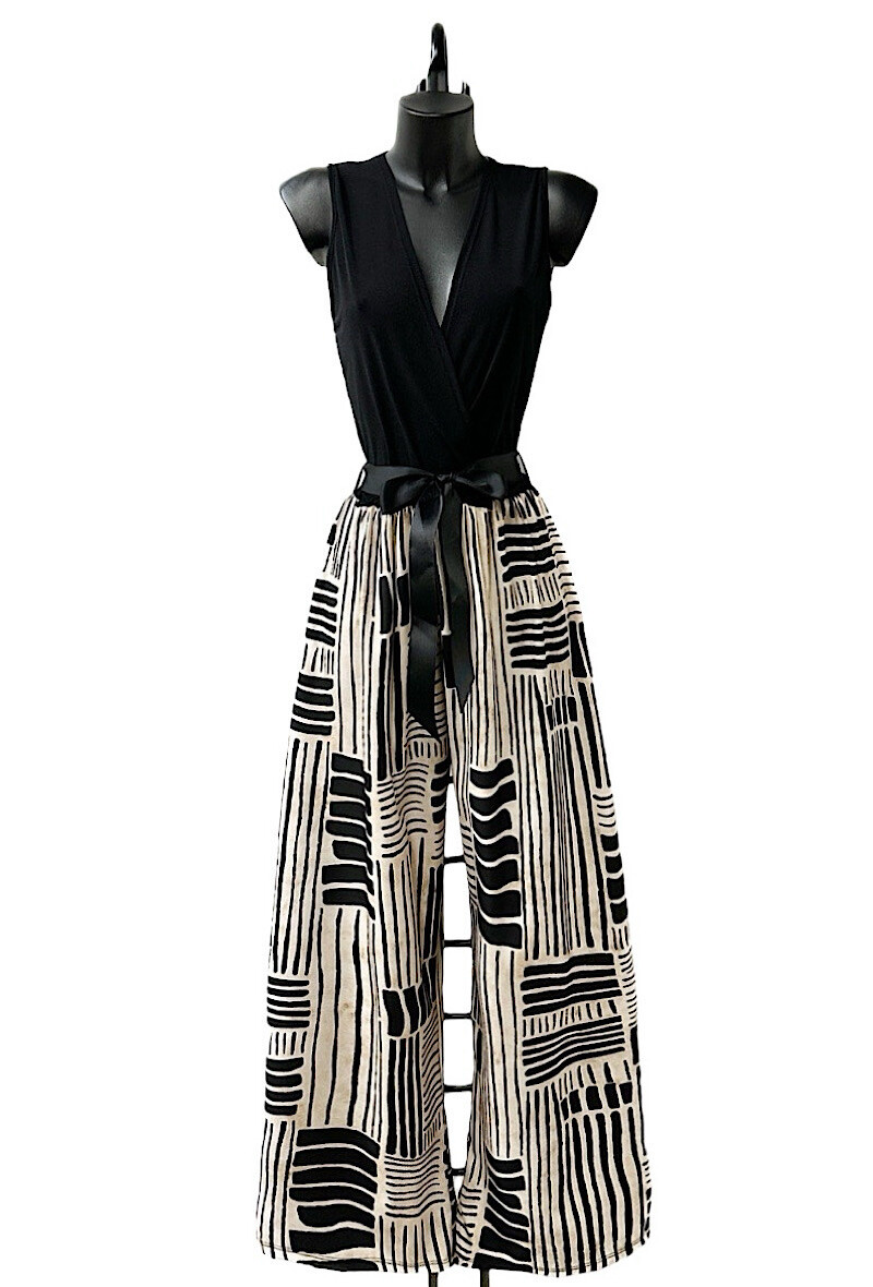 Grossiste Elle Style - Combinaison LIMEI imprimé, pantalon large fluide et chic.