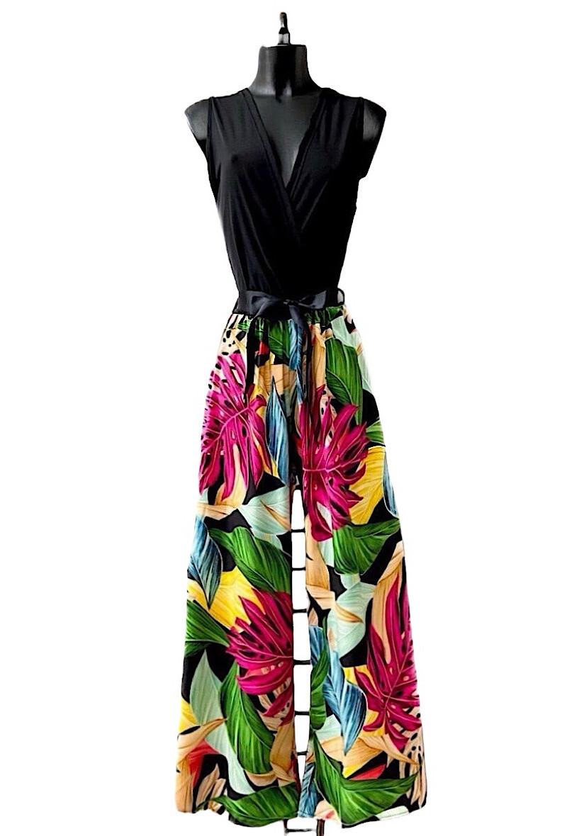 Wholesaler Elle Style - Printed LIMEI jumpsuit, fluid and chic wide pants.