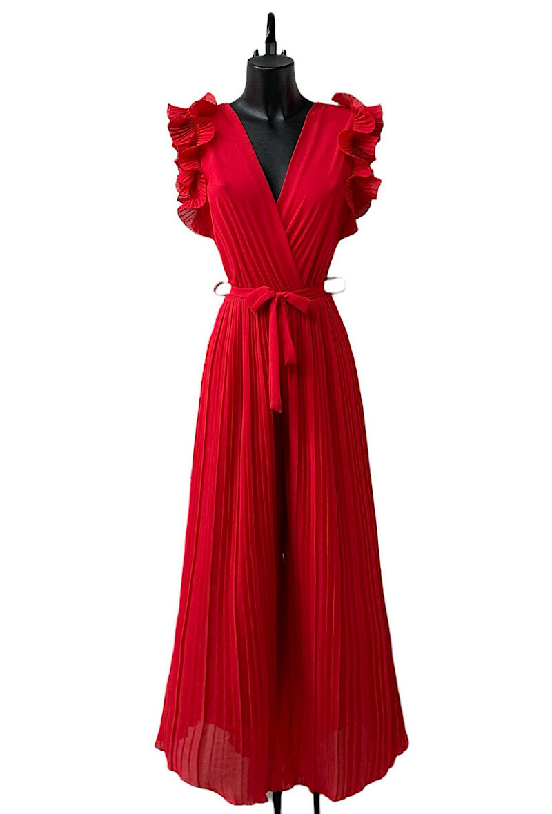 Grossiste Elle Style - Combinaison pantalon RACHEL, manche froncée, plissée, doublure LONGUE en viscose