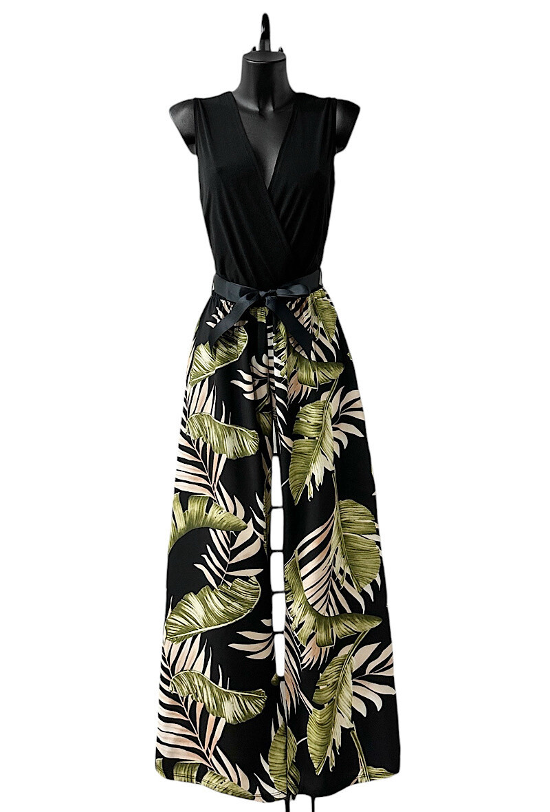 Wholesaler Elle Style - Printed LIMEI jumpsuit, fluid and chic wide pants.