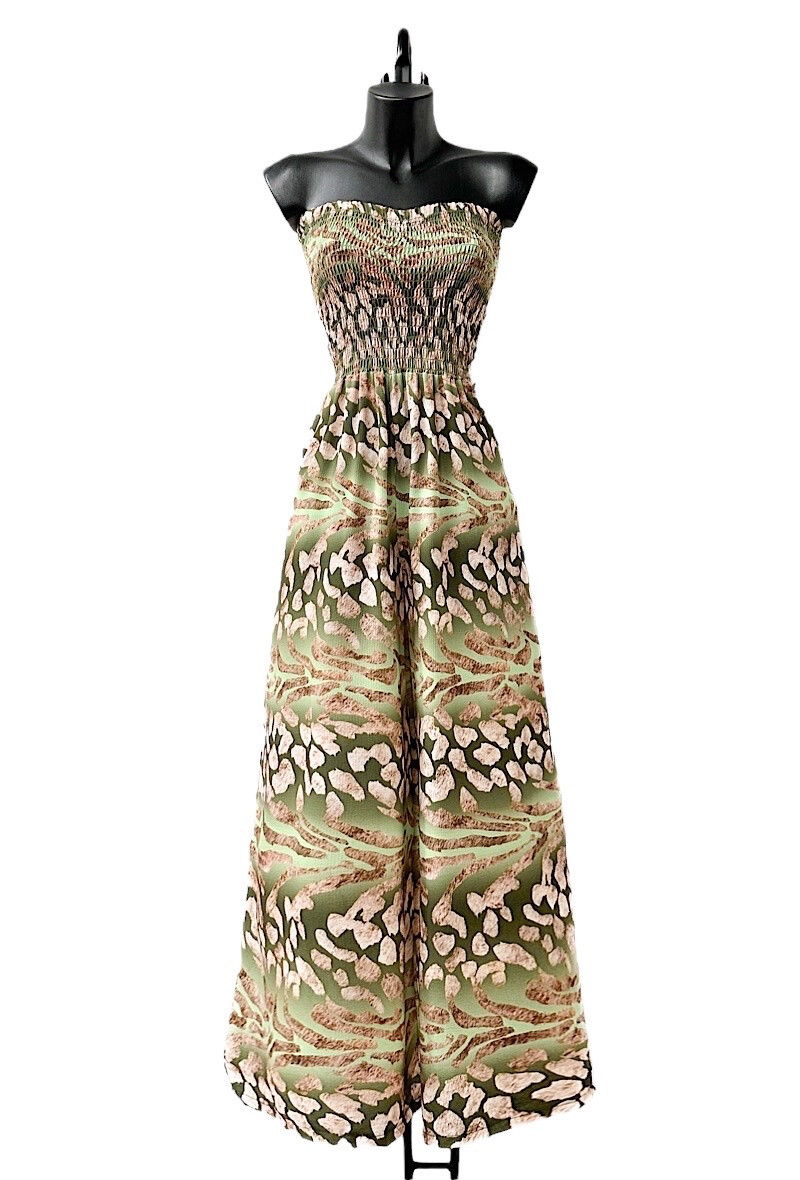 Wholesaler Elle Style - AILYA printed jumpsuit, wide pants with fluid and chic pockets.