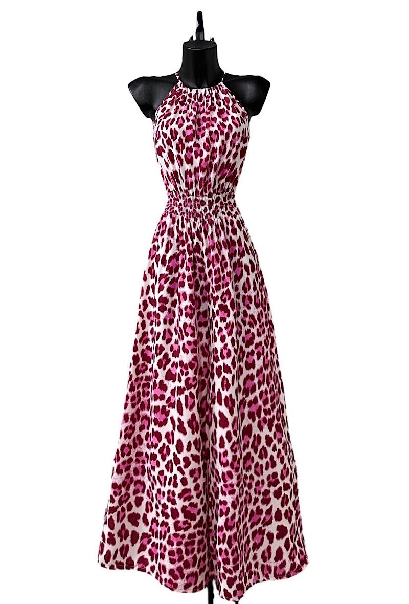 Grossista Elle Style - Abito CARINA molto fluido, stampato con spacco davanti, romantico, elegante e alla moda