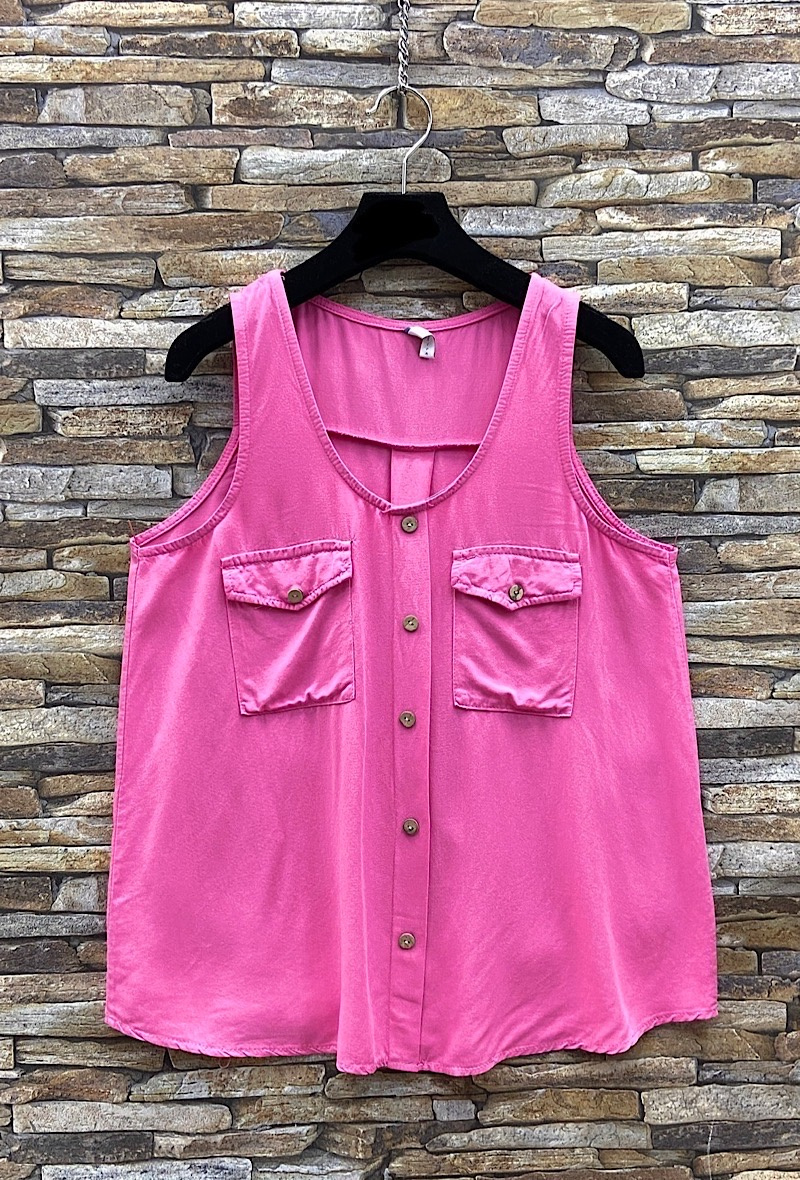 Mayorista Elle Style - Camiseta ALISON fluida de viscosa con botones. Elegante y bohemia.