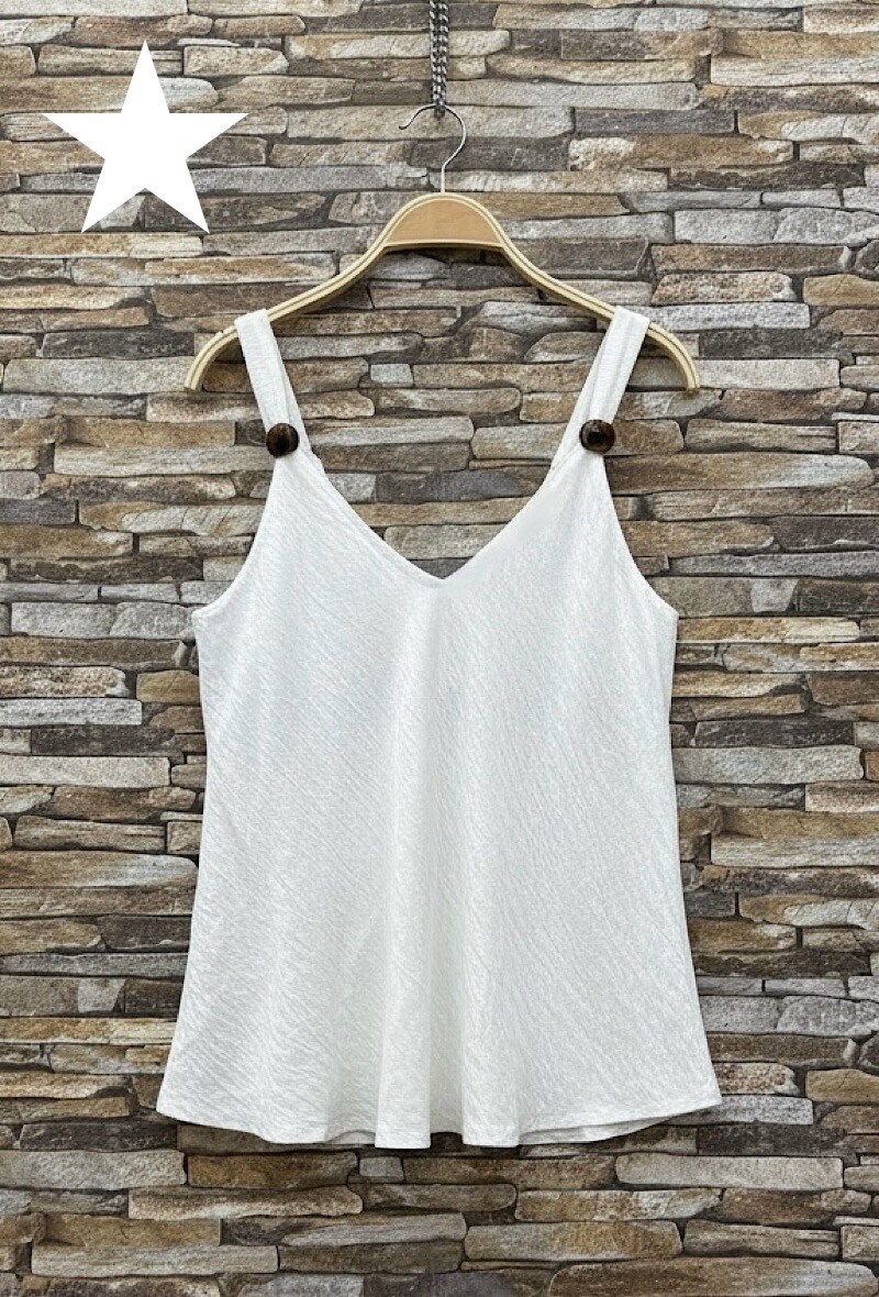 Großhändler Elle Style - MELODIE Tanktop aus sehr fließender Viskose mit braunen Perlen/Charms. BOHEMIAN CHIC und IM TREND.