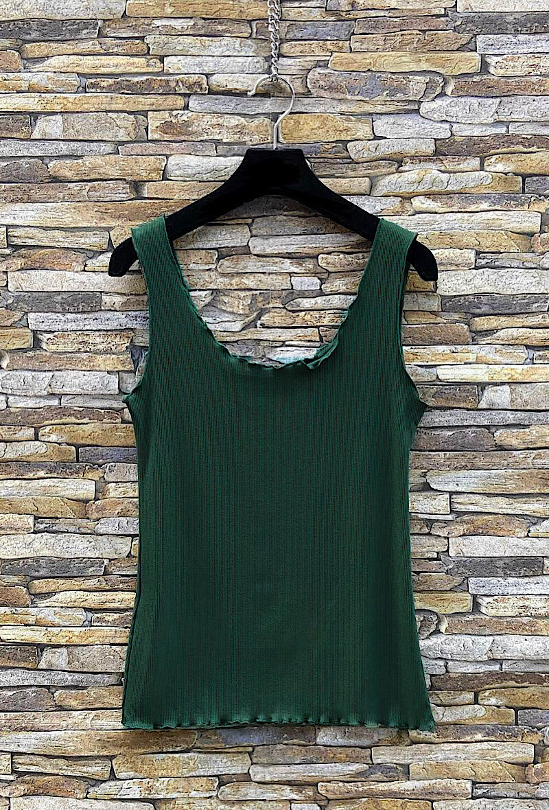 Wholesaler Elle Style - Basic LAURA tank top in ribbed cotton jersey, frilly detail.