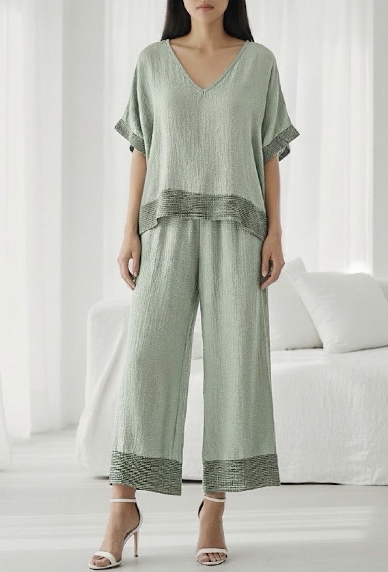 Großhändler Elle Style - LUCIE-Set aus sehr fließender Viskose mit Boho-Häkel-Details. Schick und modisch.
