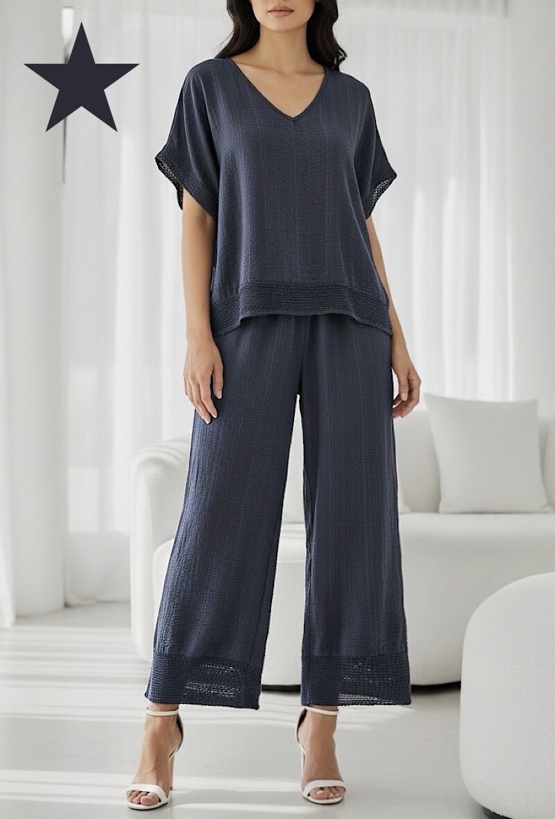 Großhändler Elle Style - LUCIE-Set aus sehr fließender Viskose mit Boho-Häkel-Details. Schick und modisch.