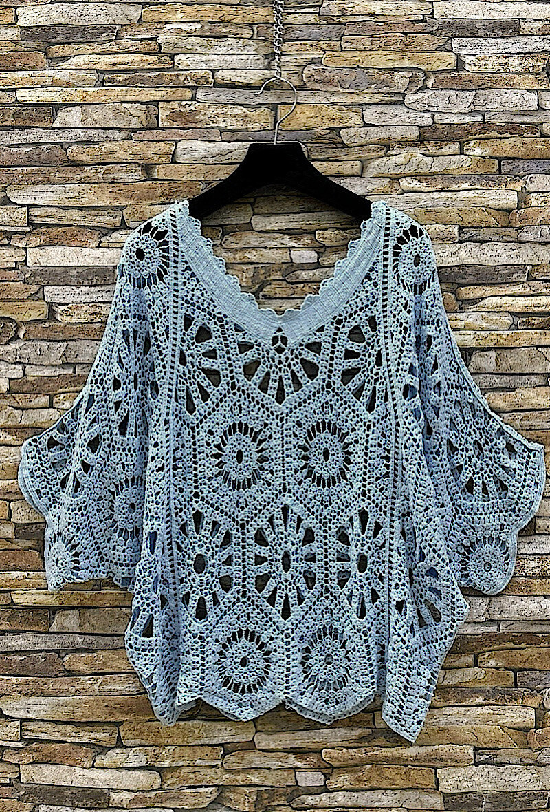 Grossista Elle Style - Top HENA in cotone lavorato all'uncinetto, stile bohémien-chic e romantico