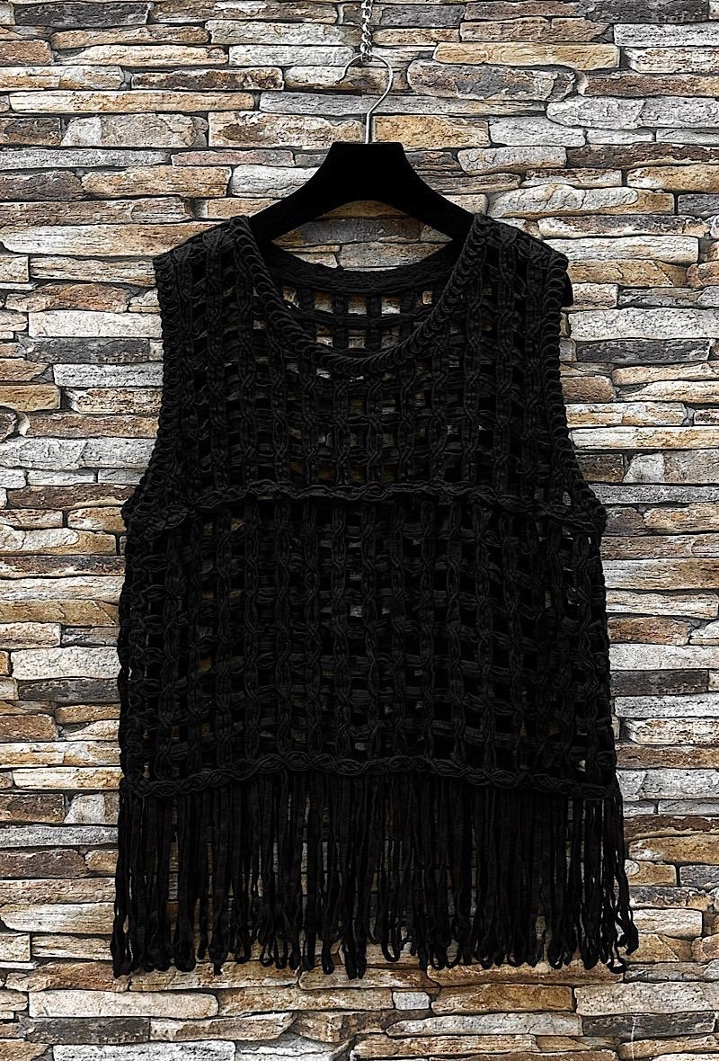 Großhändler Elle Style - SHANA Häkel-Baumwolltop mit schicker, romantischer Boho-Franse