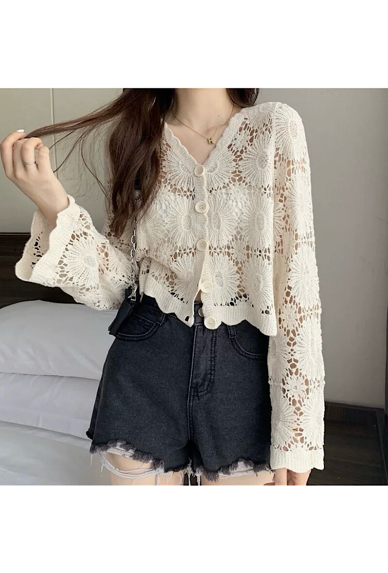Grossiste Elle Style - Gilet MAYA en crochet coton, bohème chic et romantique