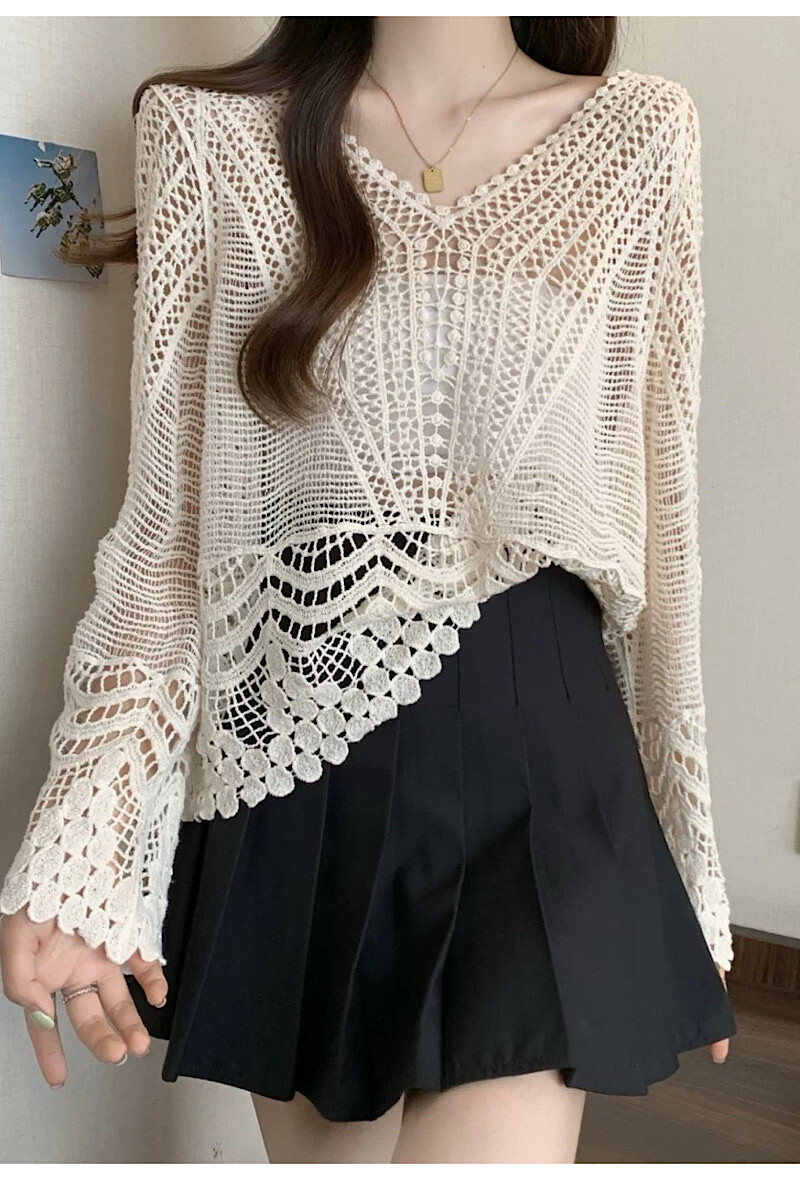 Großhändler Elle Style - HENA-Top aus gehäkelter Baumwolle, Bohemian-Chic und romantisch