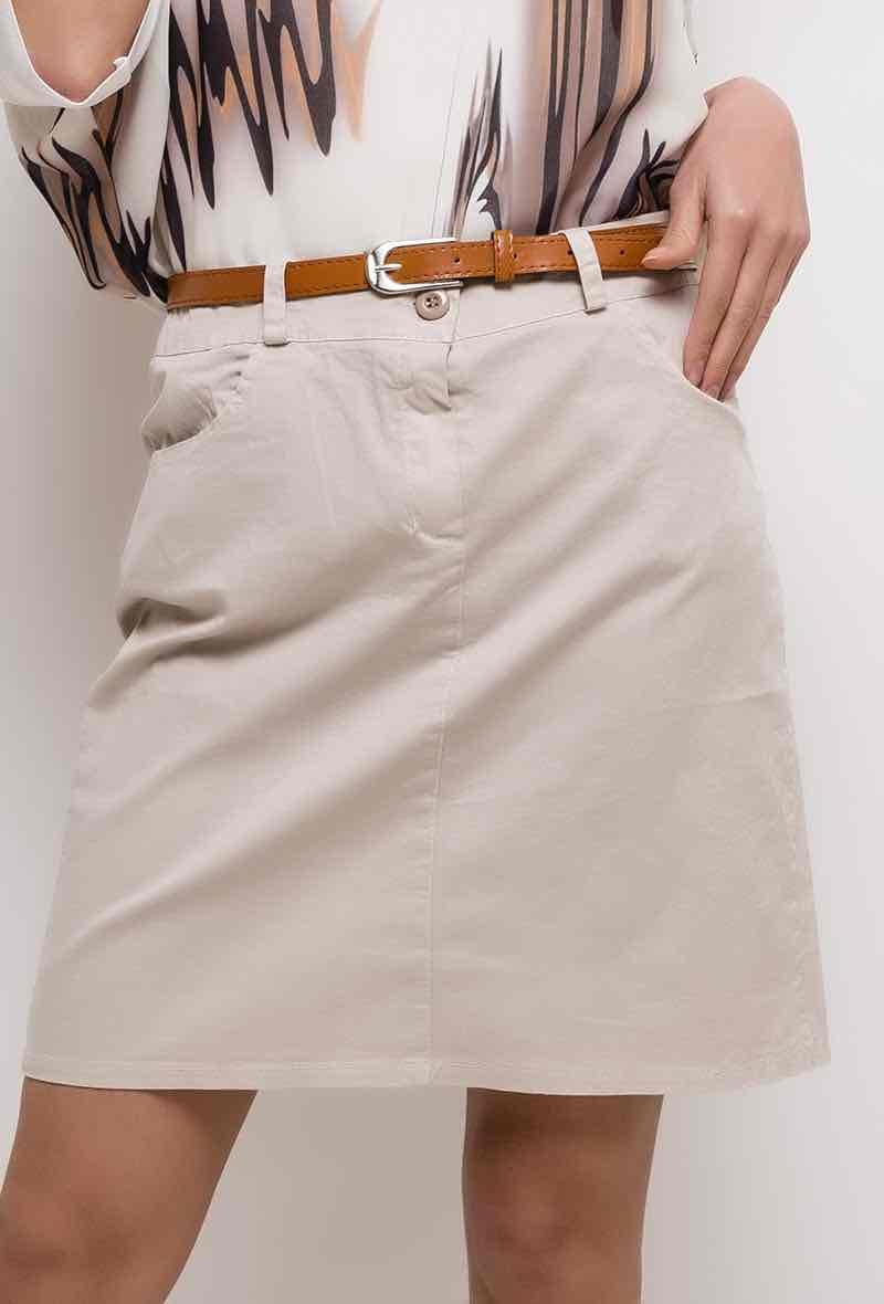 Grossista Elle Style - Gonna dritta ONDINE, chinos, cotone classico con tasche e cintura.